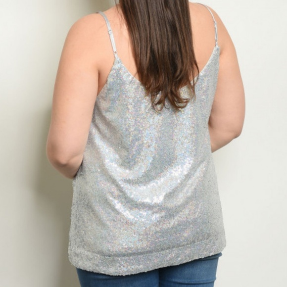 Plus Size Silver Sequin Top - Picture 2 of 2